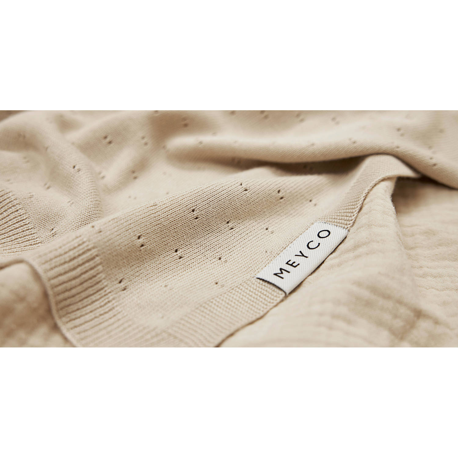 Meyco bamboe wiegdeken Ajour soft sand