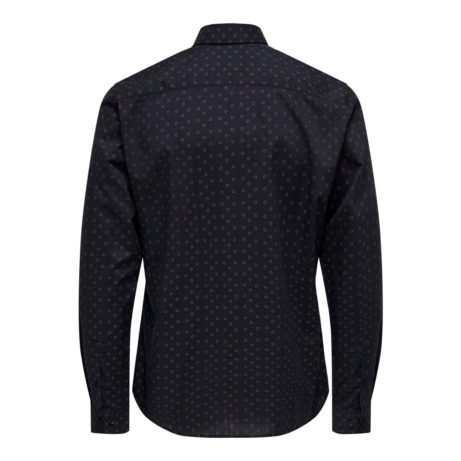 ONLY & SONS slim fit overhemd ONSSANE LIFE met all over print dark navy