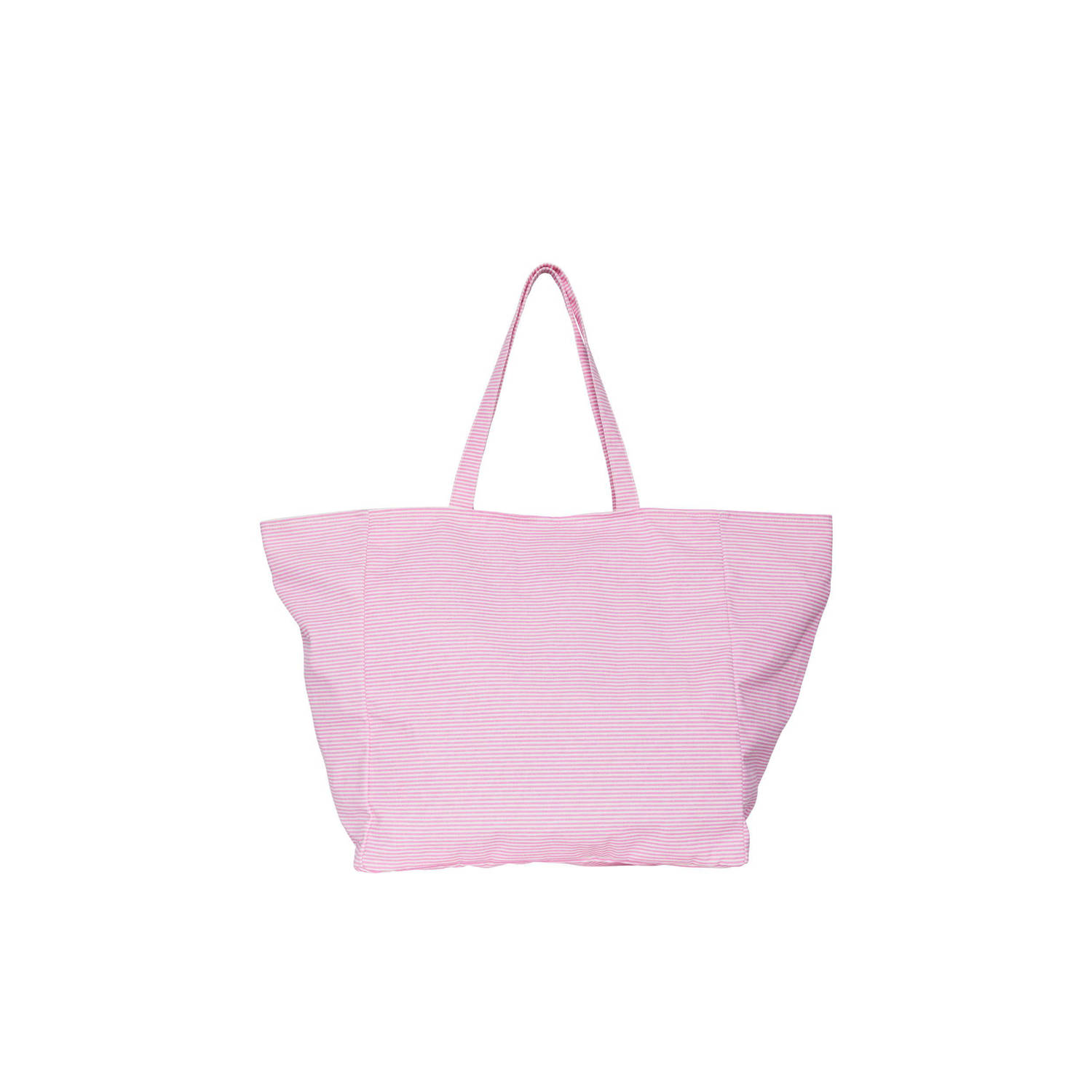 PIECES gestreepte shopper PCSASSI roze