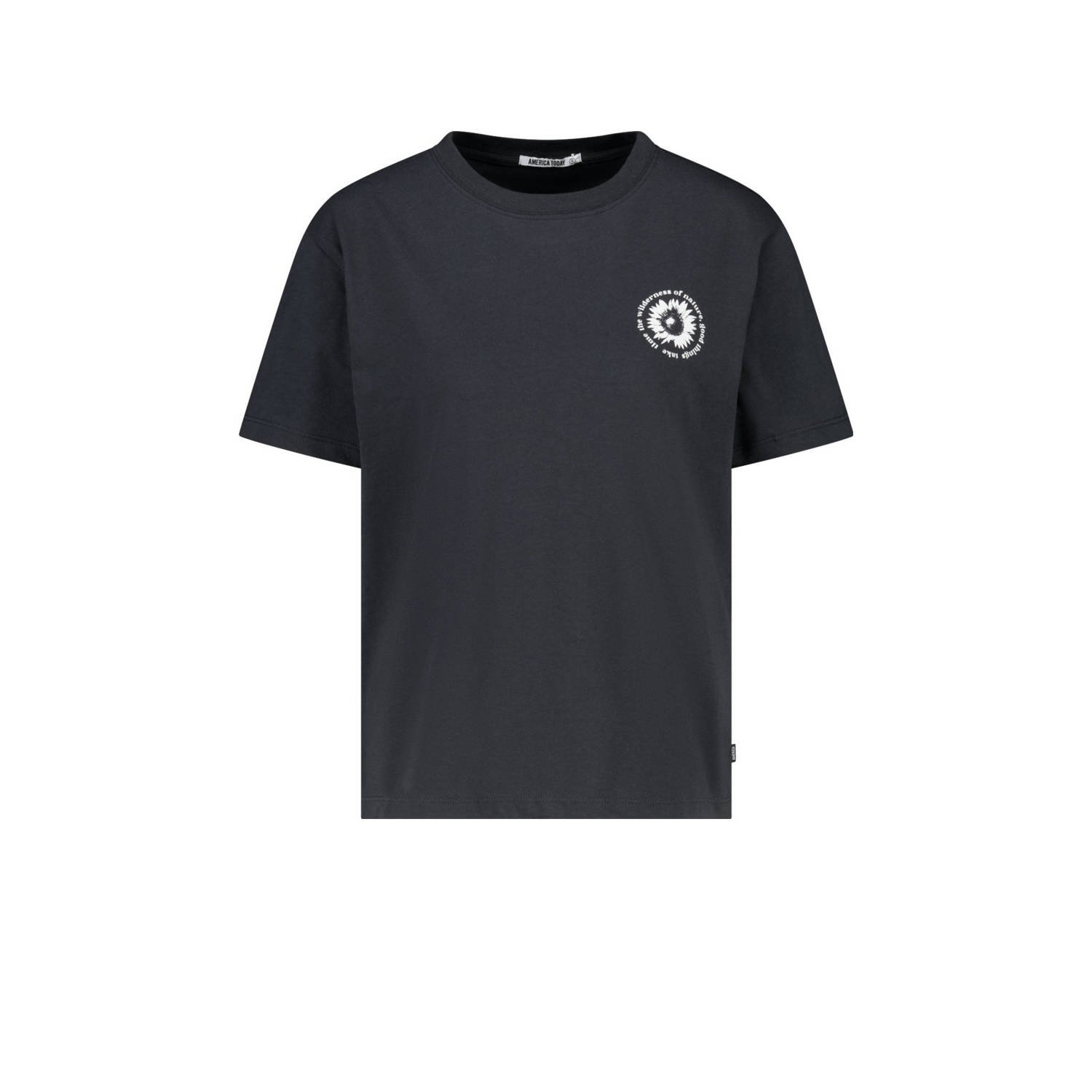 America Today T-shirt met logo zwart