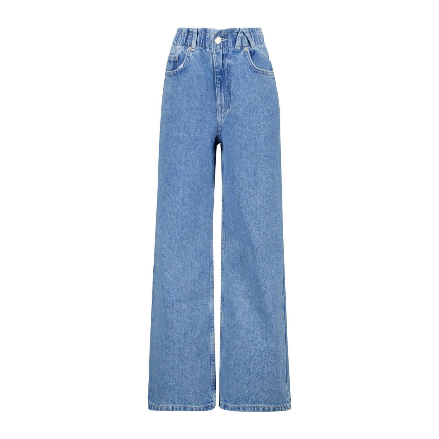 America Today wide leg jeans medium blue denim Blauw Meisjes Katoen Effen 122 128