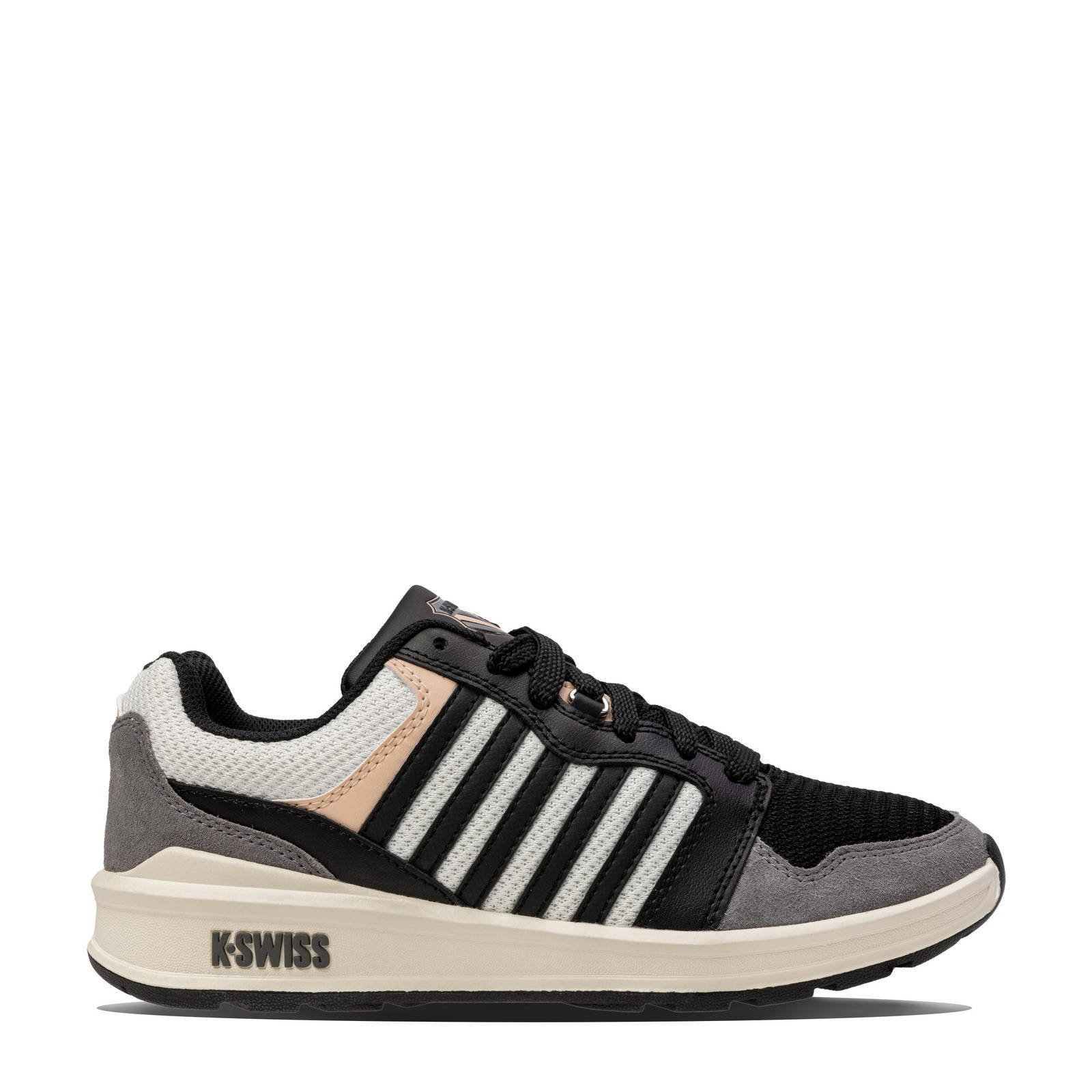 K Swiss Rival Trainer leren sneakers zwart wit grijs wehkamp