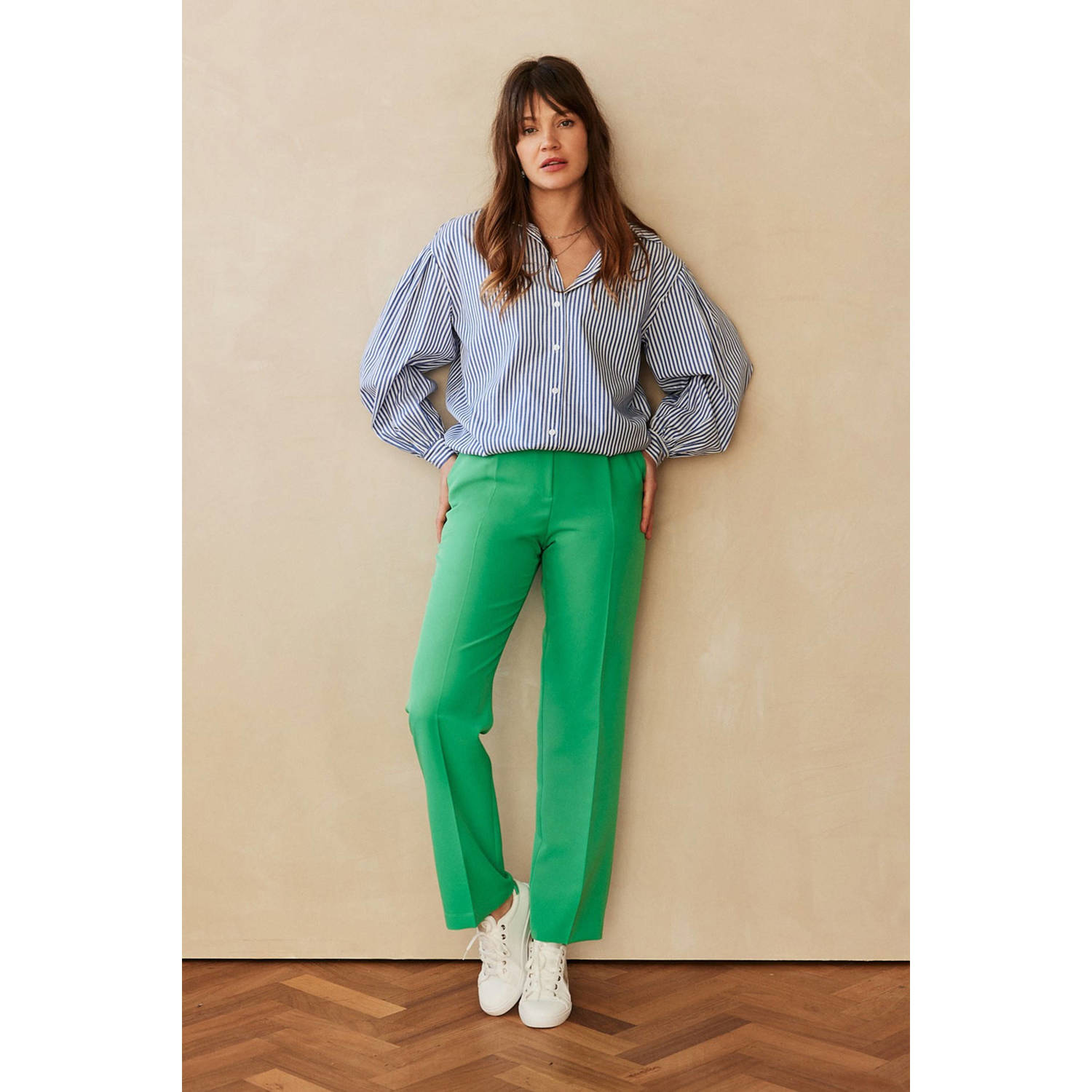 LOLALIZA high waist straight fit pantalon groen