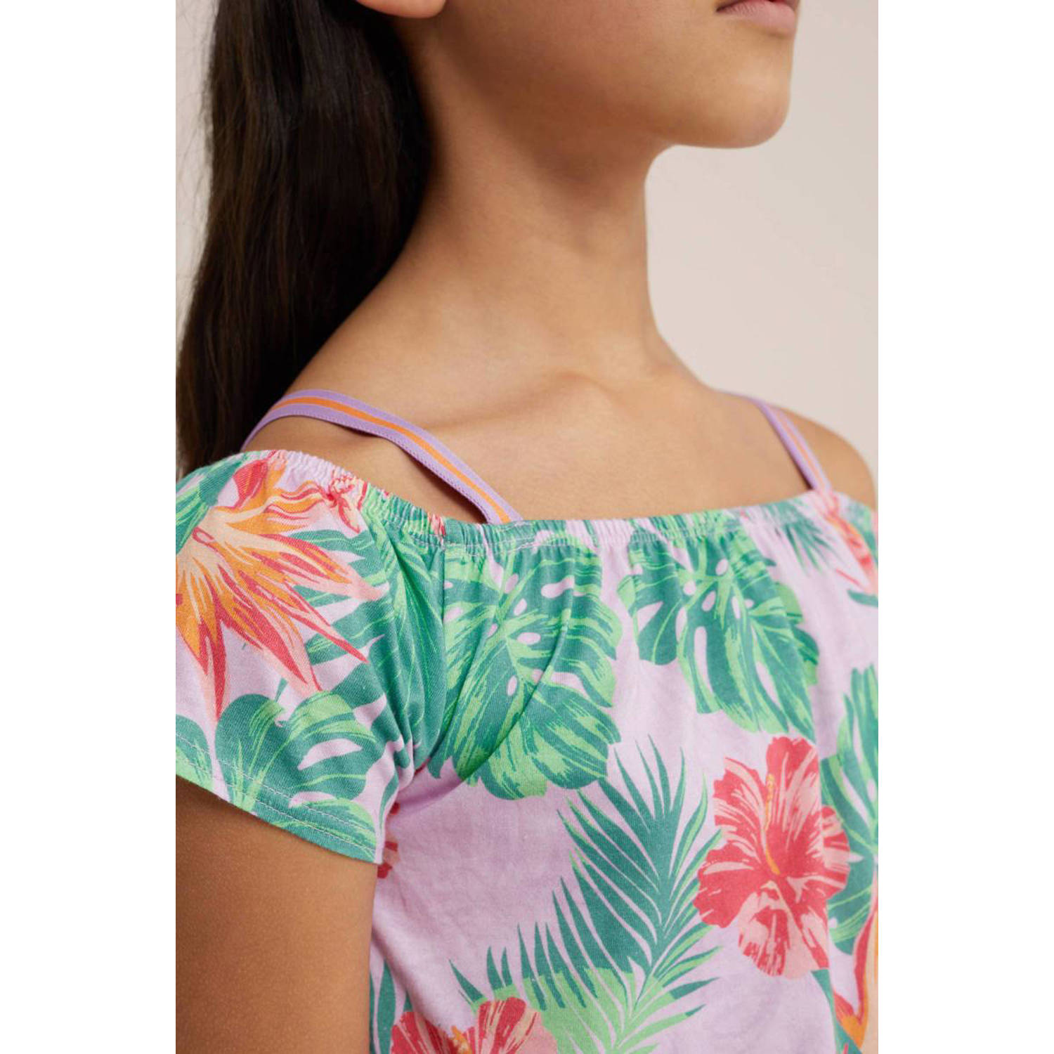 WE Fashion playsuit met all over print groen roze