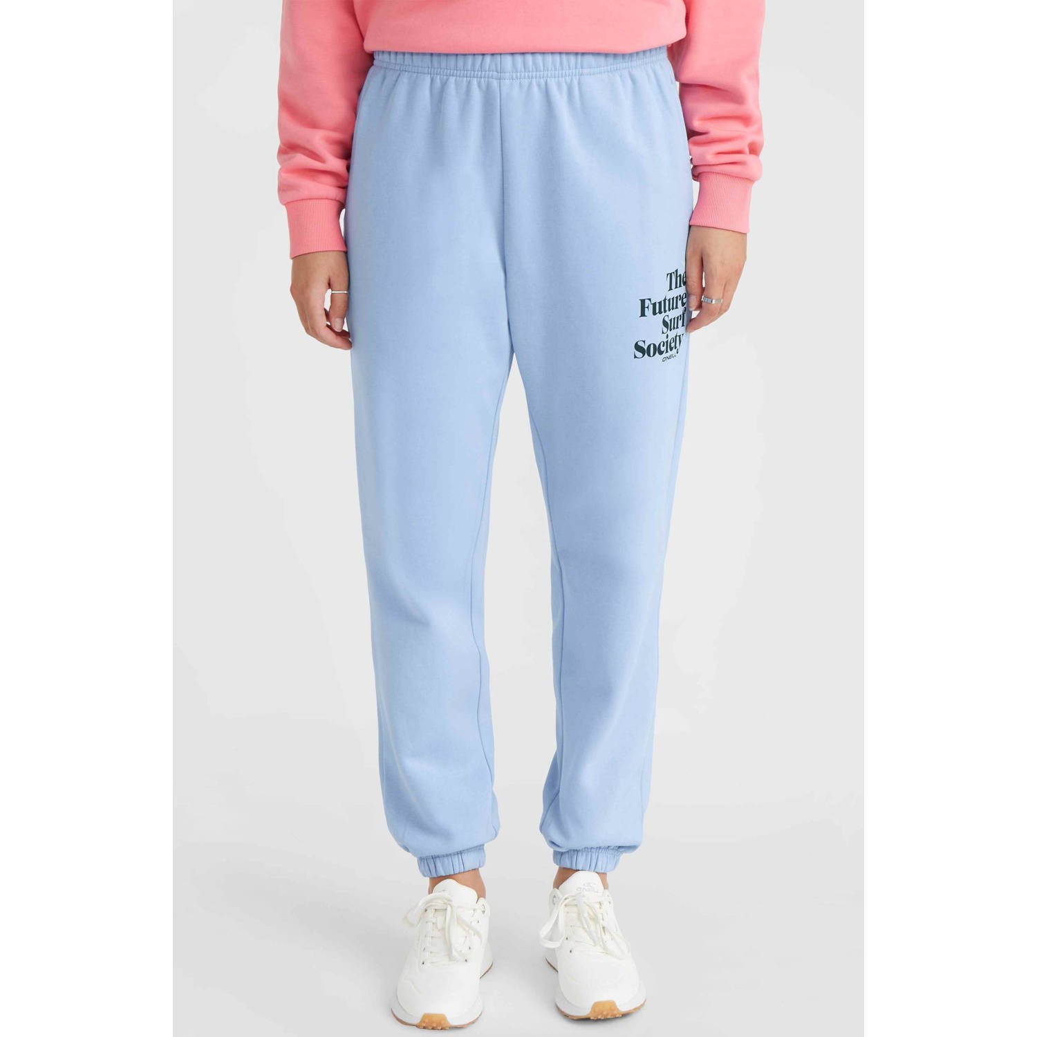 O'Neill high waist loose fit sweatpants met tekst lichtblauw