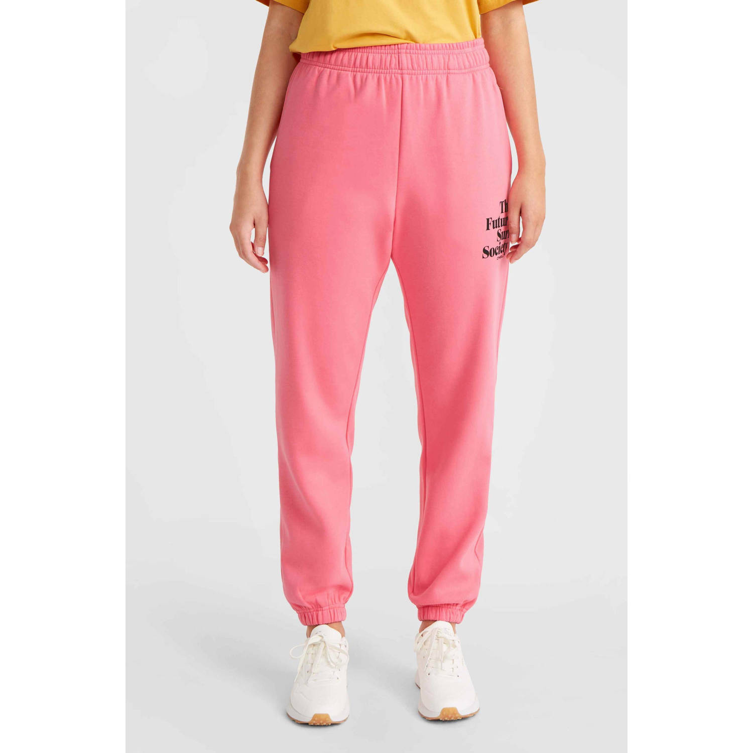 O'Neill high waist loose fit sweatpants met tekst roze