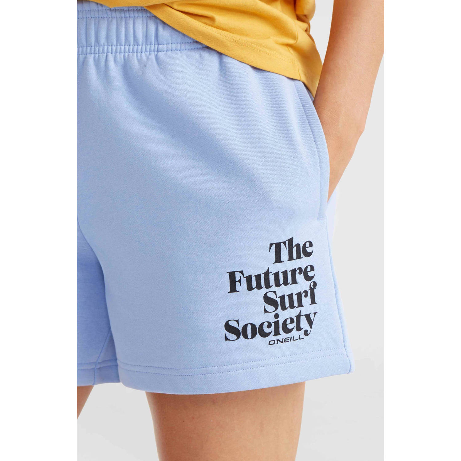 O'Neill high waist relaxed sweatshort met tekst lichtblauw