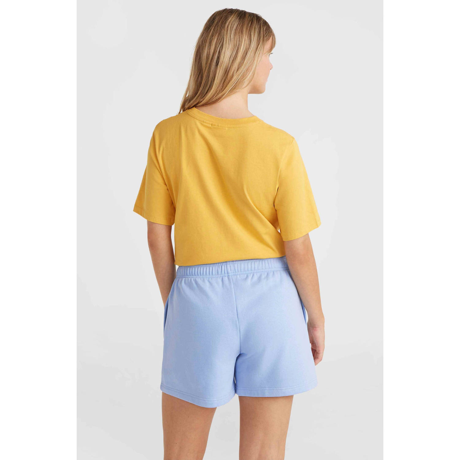 O'Neill high waist relaxed sweatshort met tekst lichtblauw