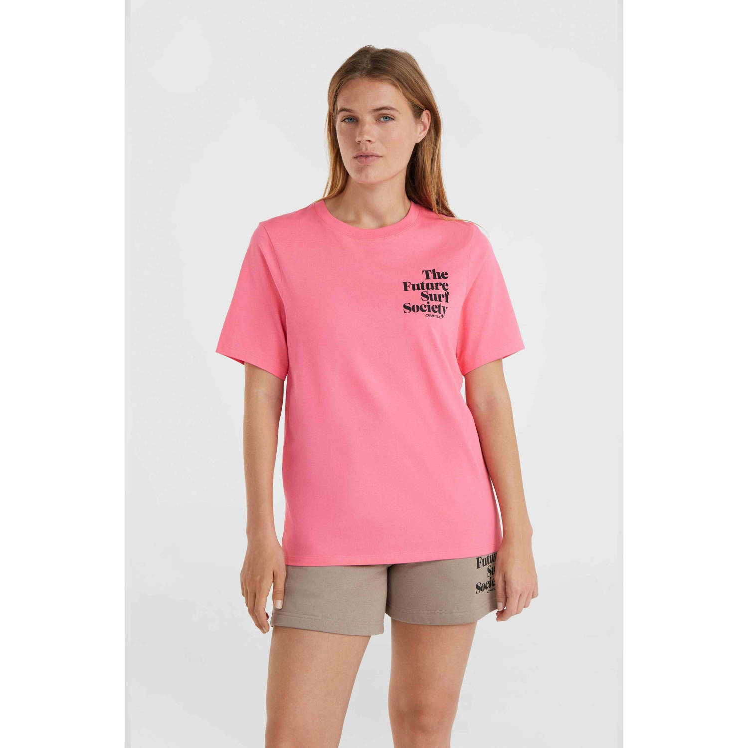 O'Neill T-shirt met tekst roze