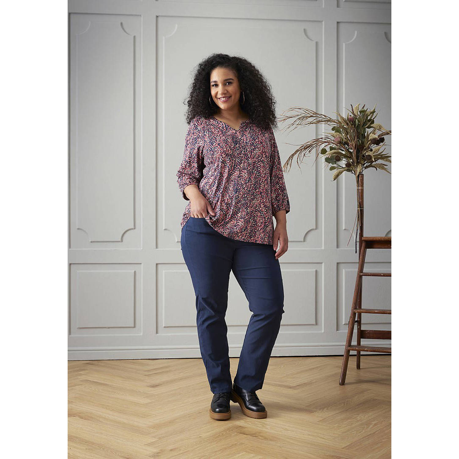 Zhenzi straight fit broek Jazzy donkerblauw