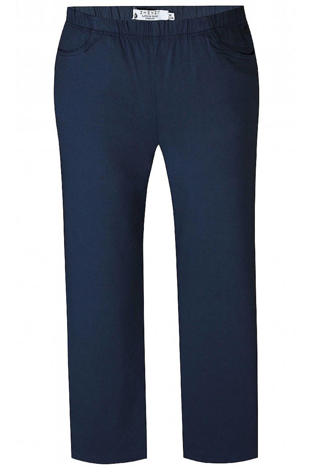Zwarte dames Zhenzi straight fit broek Jazzy van viscose met regular waist, elastische tailleband en effen