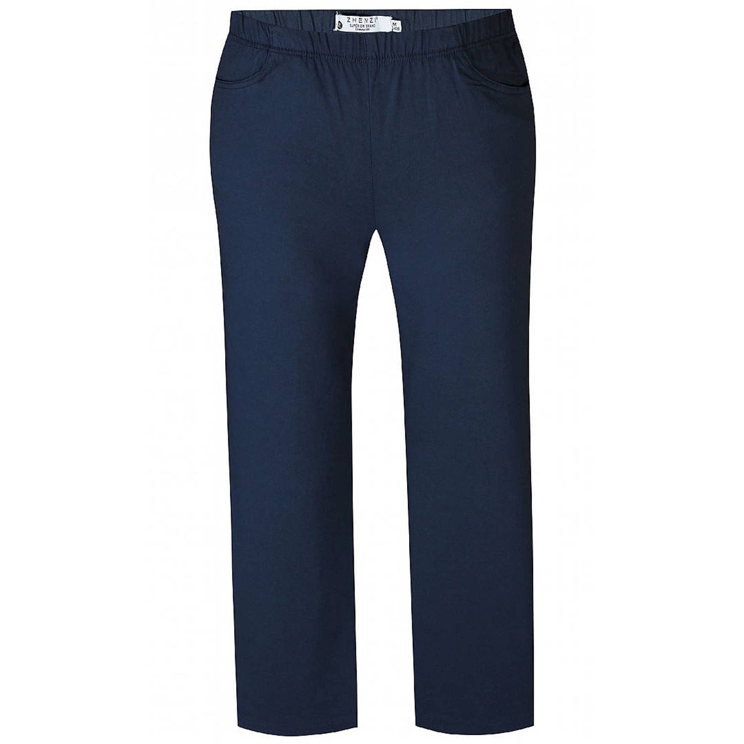 Zhenzi straight fit broek Jazzy donkerblauw