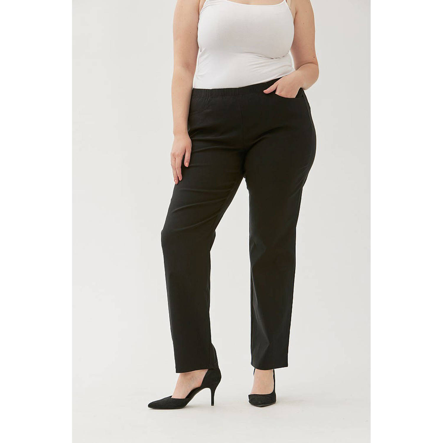 Zhenzi straight fit broek Jazzy zwart