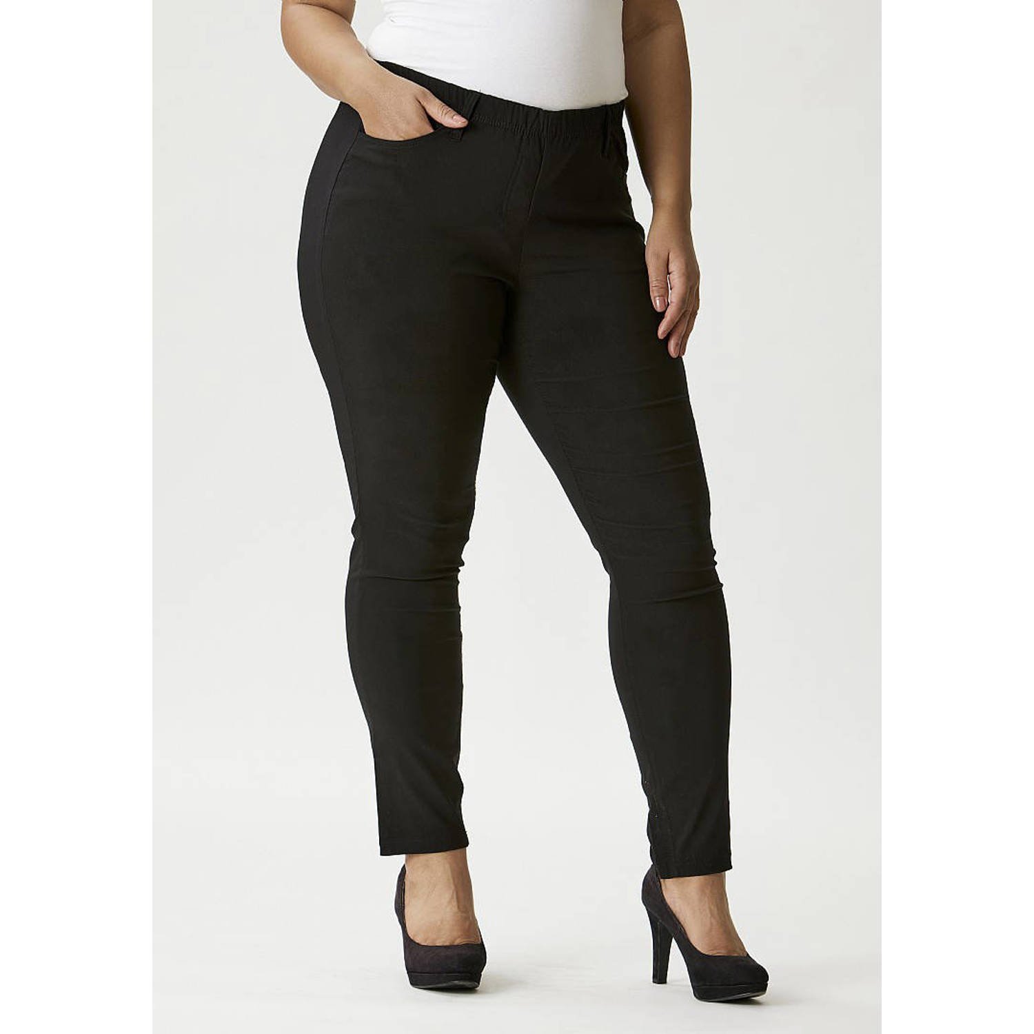 Zhenzi skinny fit broek Twist zwart