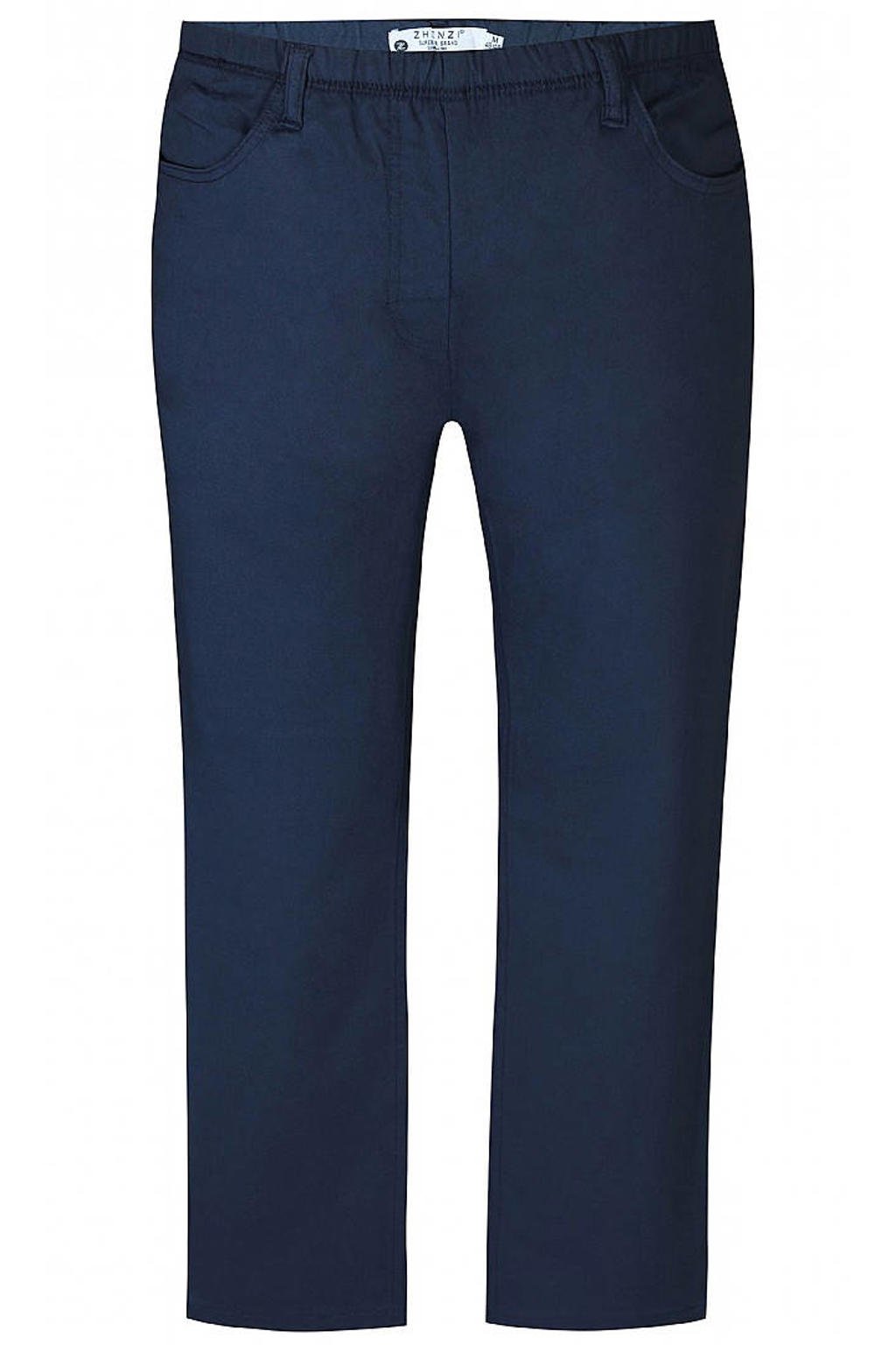 Blauwe dames Zhenzi skinny fit broek Twist van viscose met regular waist, elastische tailleband en effen