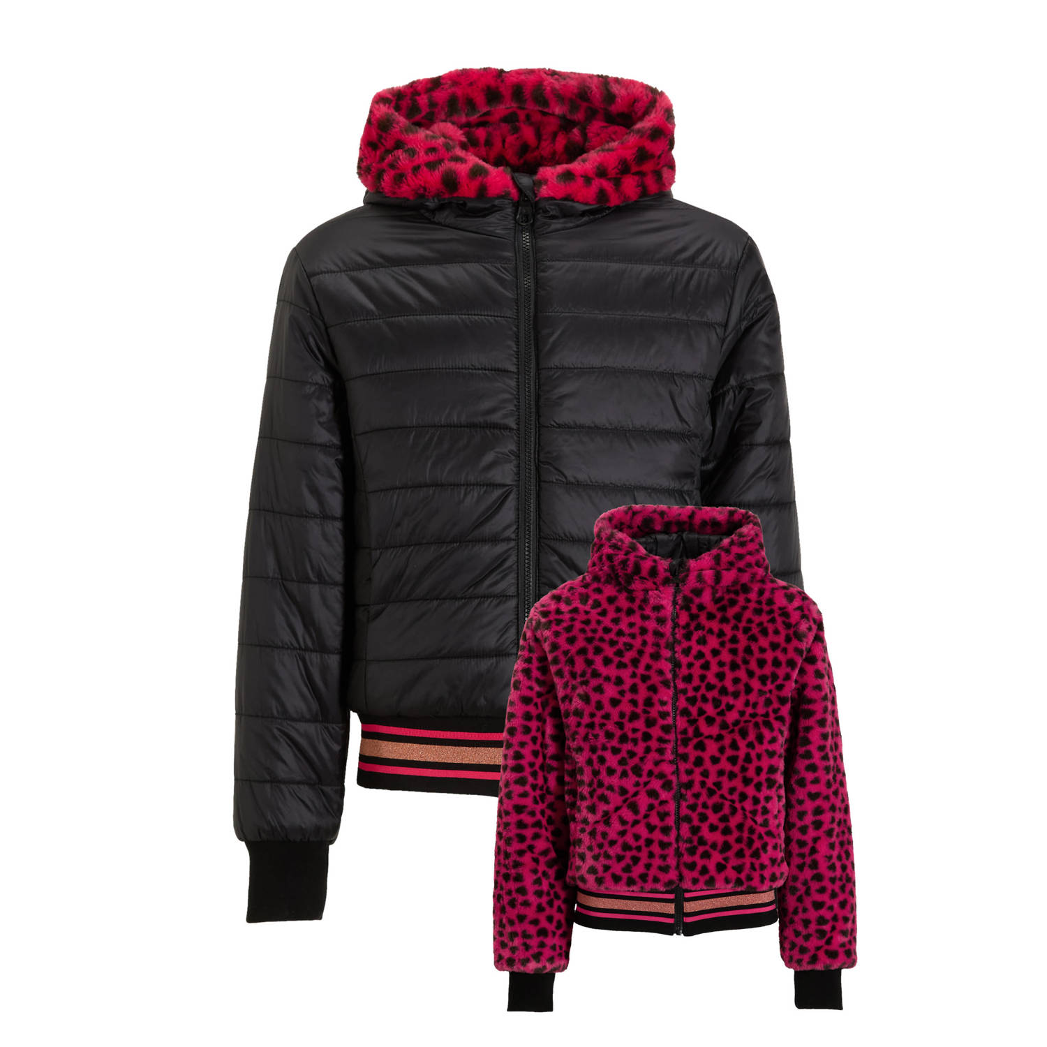 Orange Stars reversible winterjas Rachida roze zwart