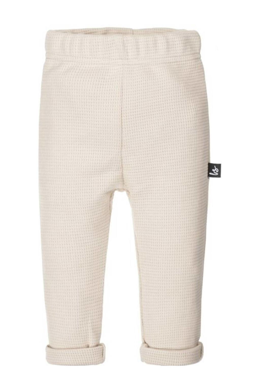 Beige jongens Babystyling baby broek van katoen met elastische tailleband en effen