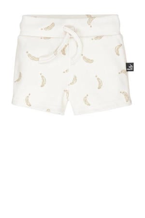 baby sweatshort met all over print ecru/lichtbruin