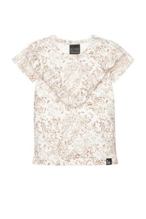 baby gebloemd T-shirt wit/beige