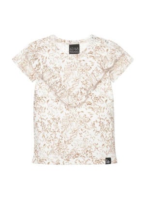 baby gebloemd T-shirt wit/beige
