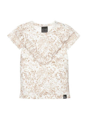 baby gebloemd T-shirt wit/beige
