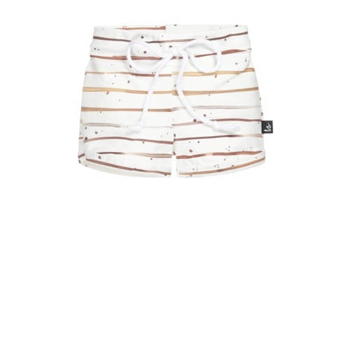 Babystyling baby sweatshort met all over print offwhite/bruin afbeelding