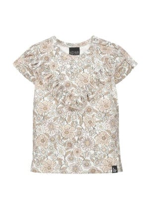baby gebloemd T-shirt wit/beige