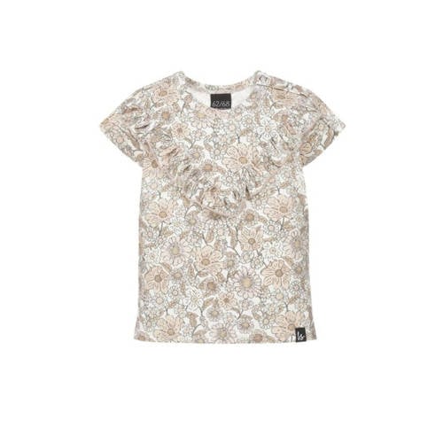 Babystyling baby gebloemd T-shirt wit/beige afbeelding