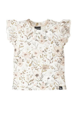 baby gebloemd T-shirt zand