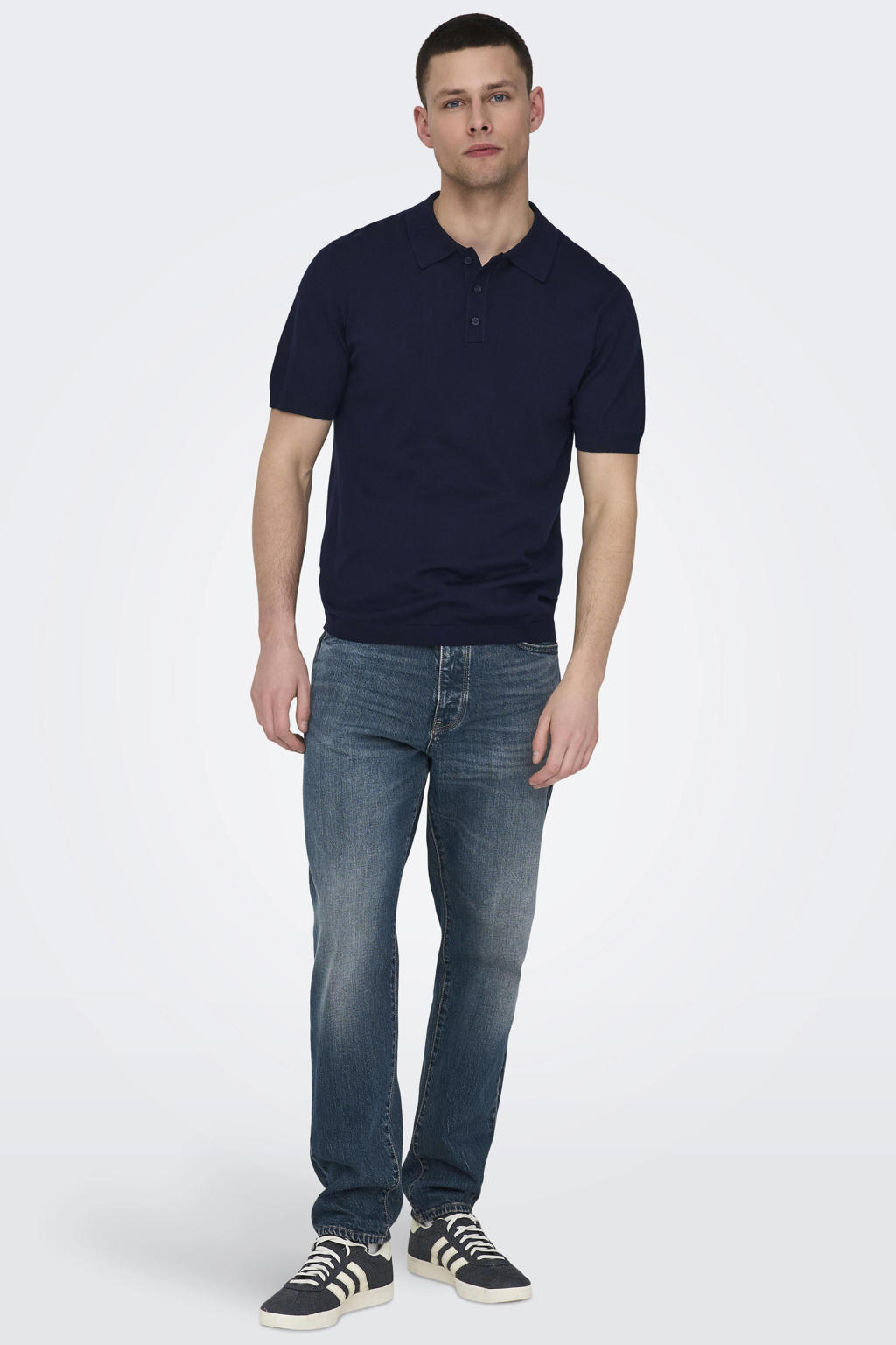 ONLY & SONS regular fit polo ONSWYLER donkerblauw