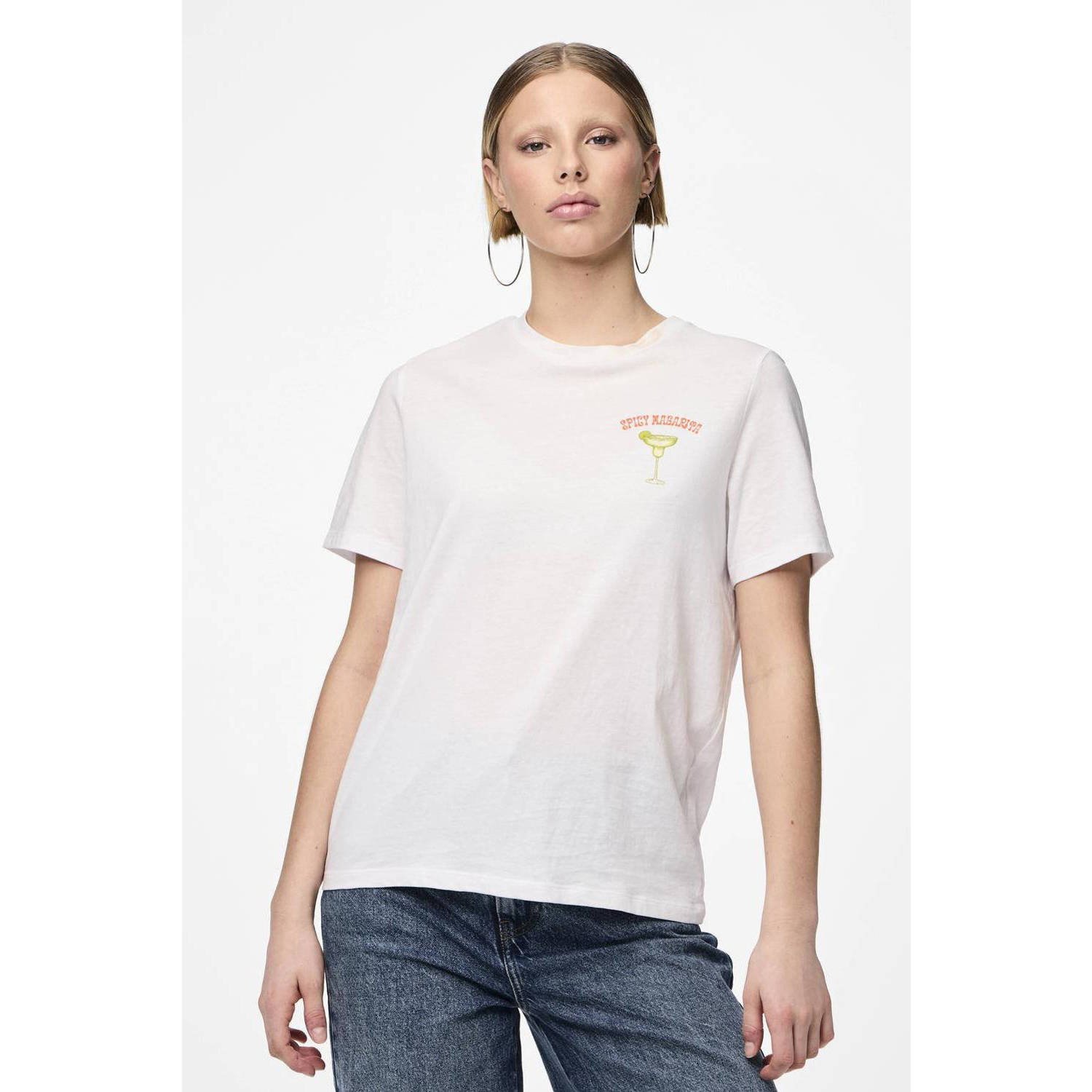 PIECES T-shirt PCKILANA met printopdruk wit