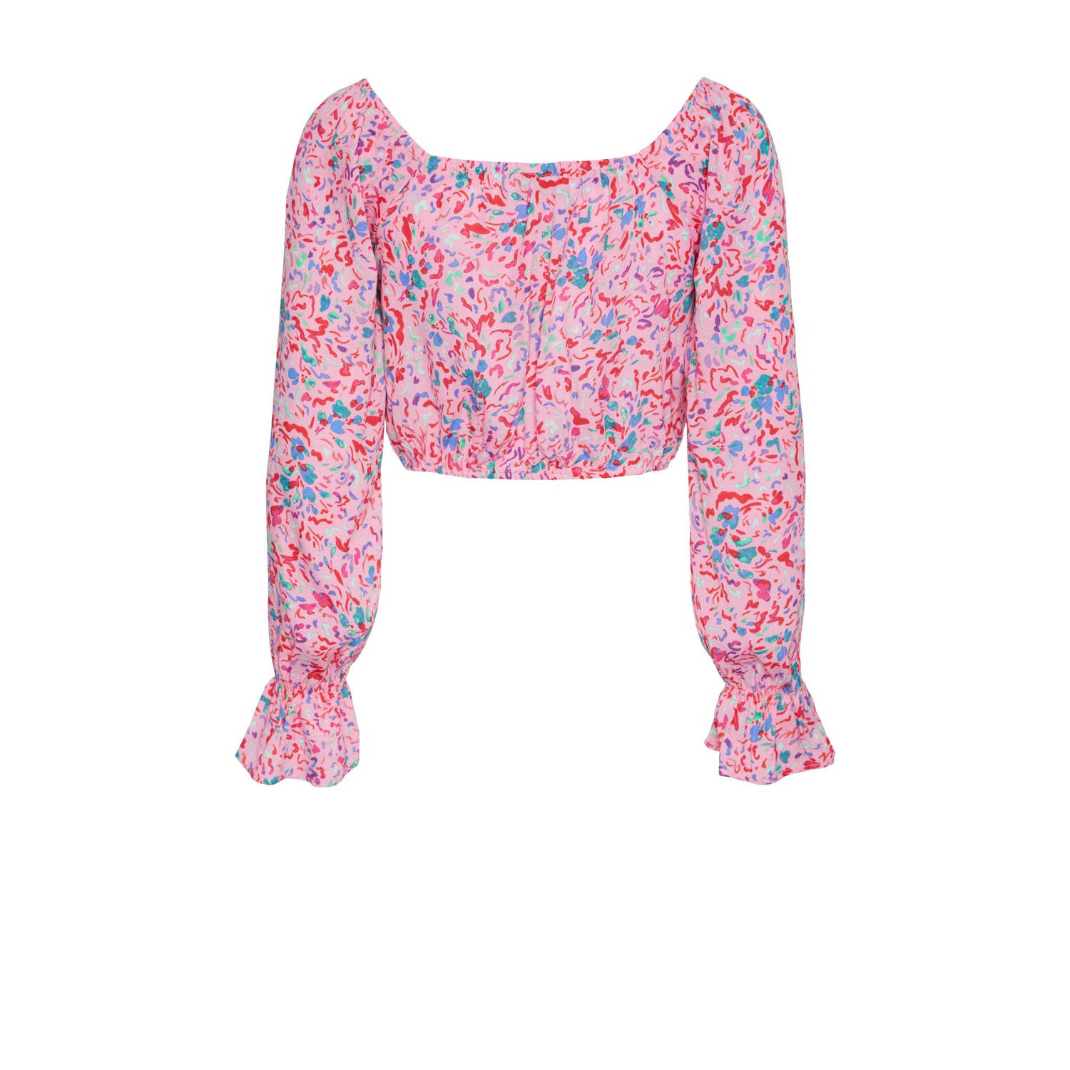 PIECES gebloemde crop top PCARINE roze
