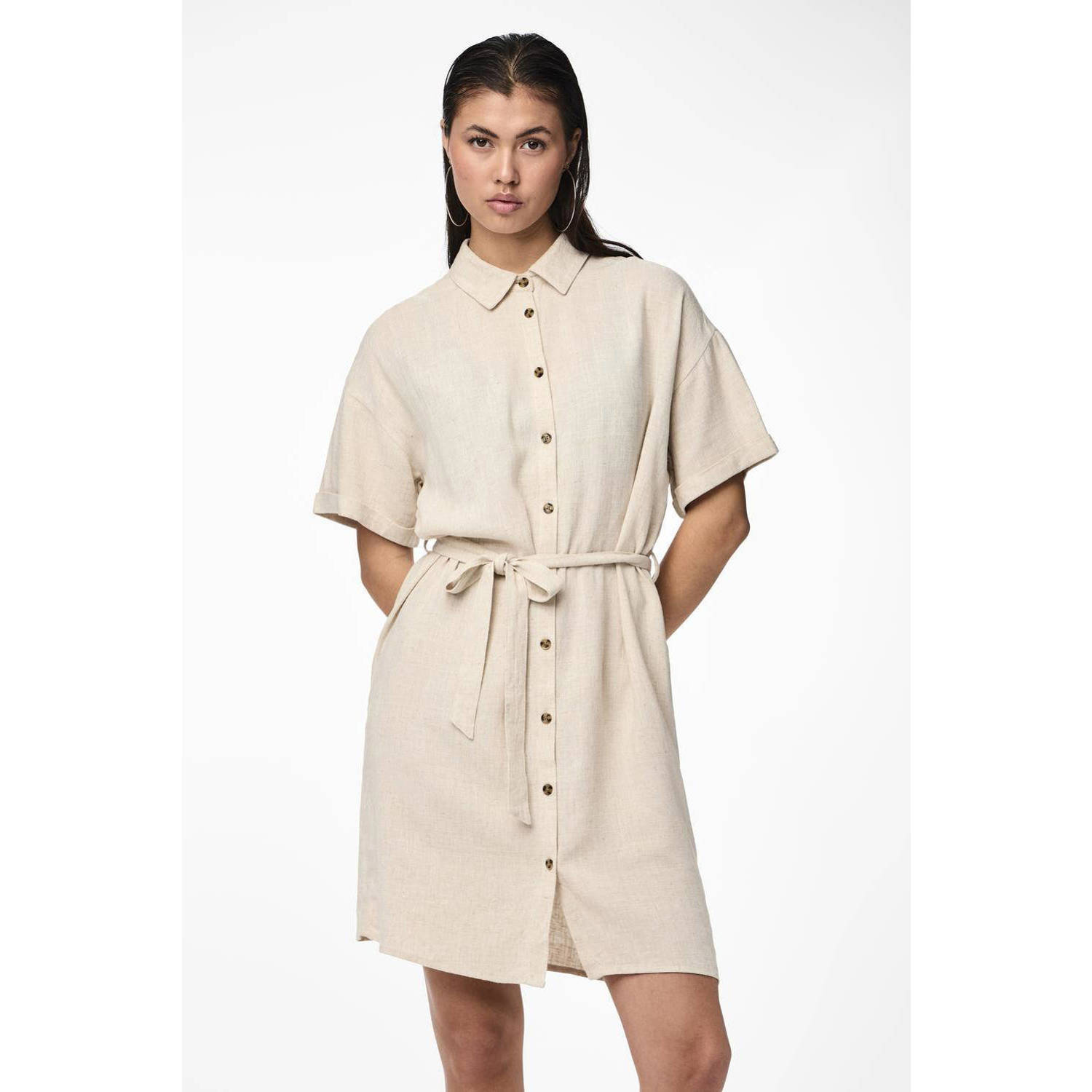PIECES blousejurk PCVINSTY zand
