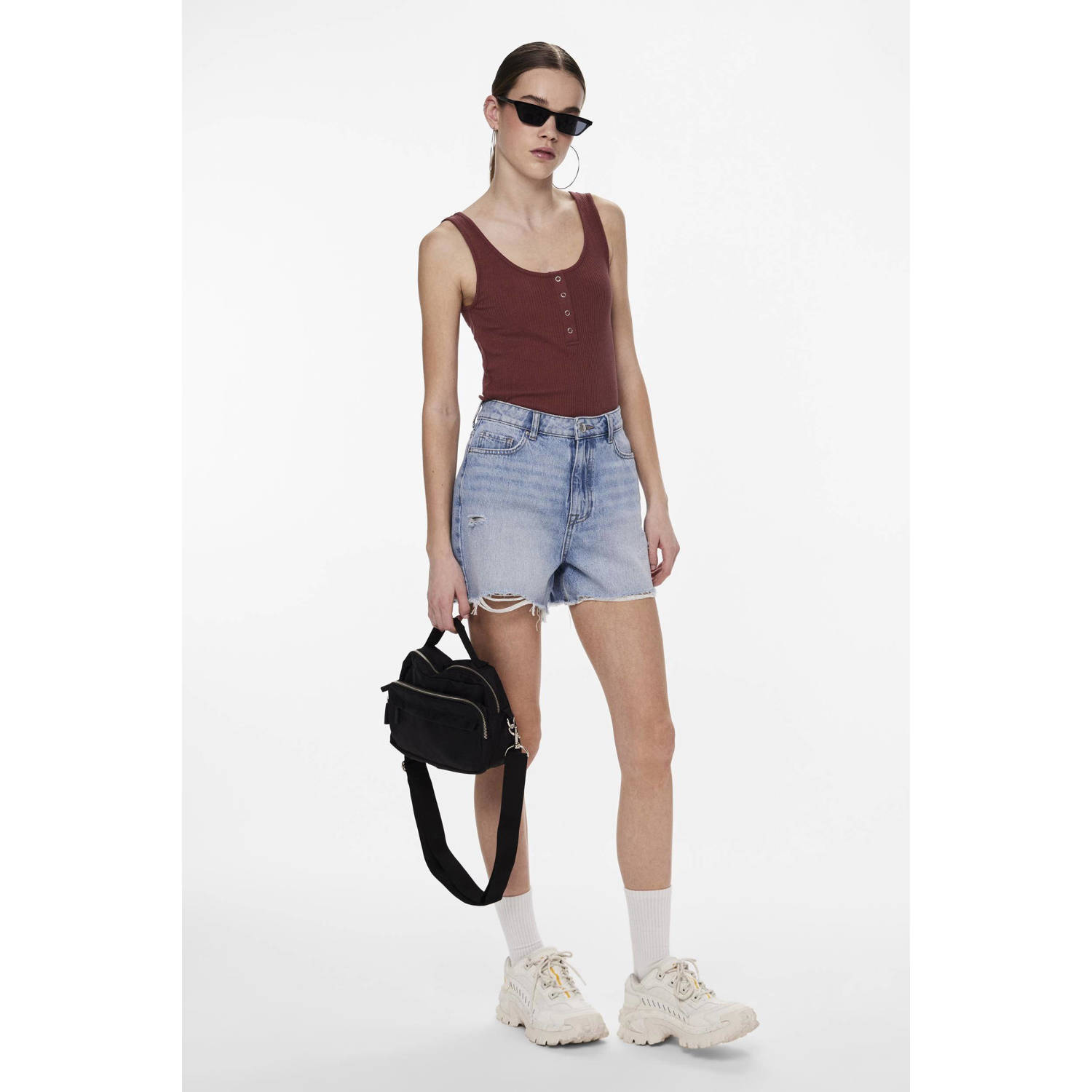 Pieces Regular fit korte broek van puur katoen model 'SUMMER'