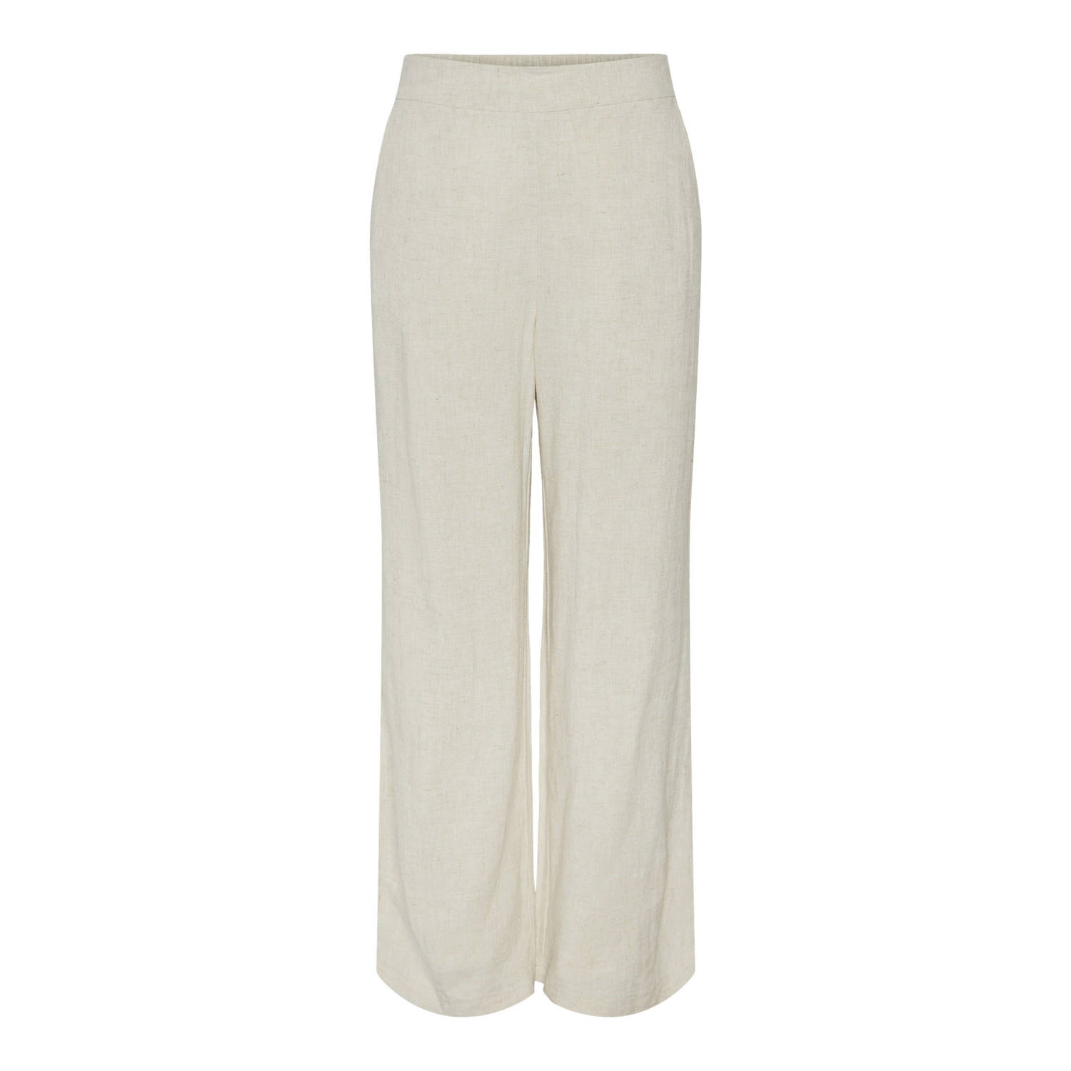 PIECES high waist straight fit pantalon zand