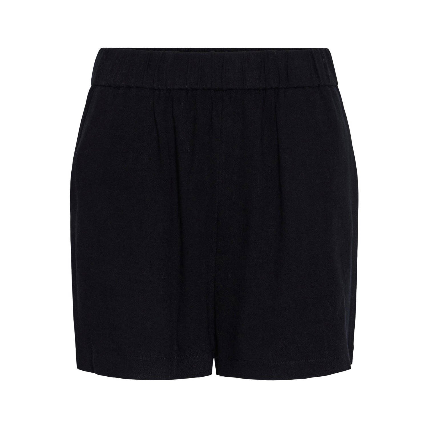 PIECES high waist straight fit short zwart