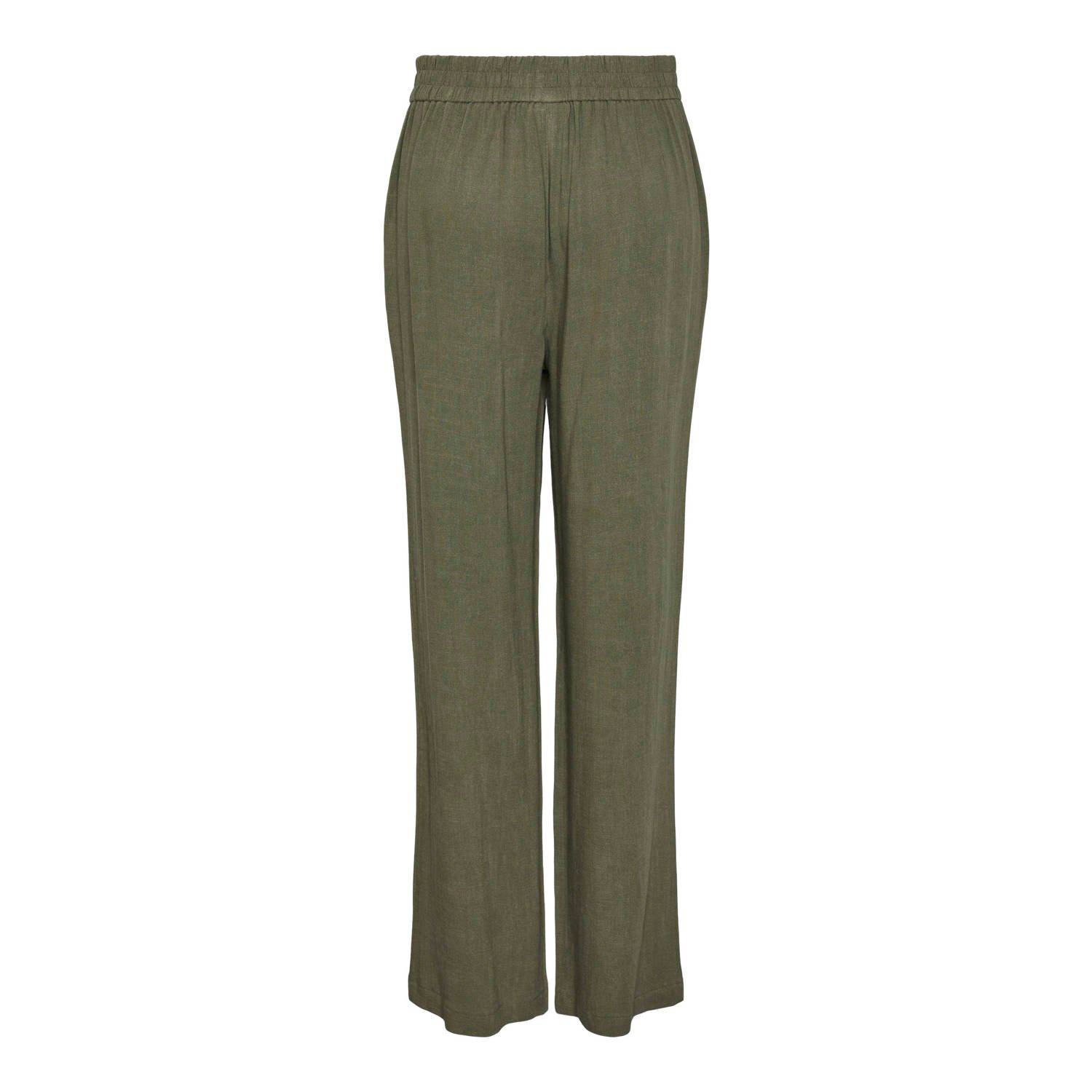 PIECES high waist straight fit pantalon groen
