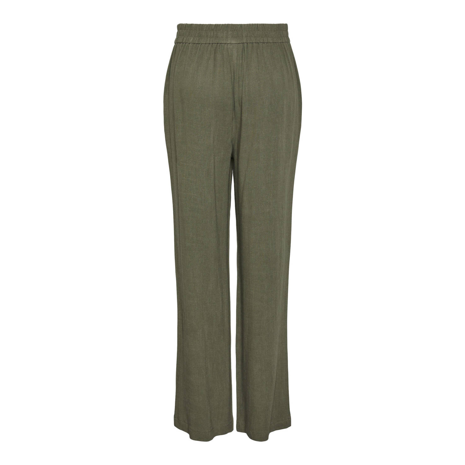 PIECES high waist straight fit pantalon groen