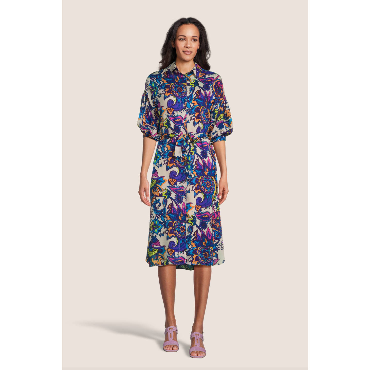 G-maxx blousejurk Rana met all over print en ceintuur multi