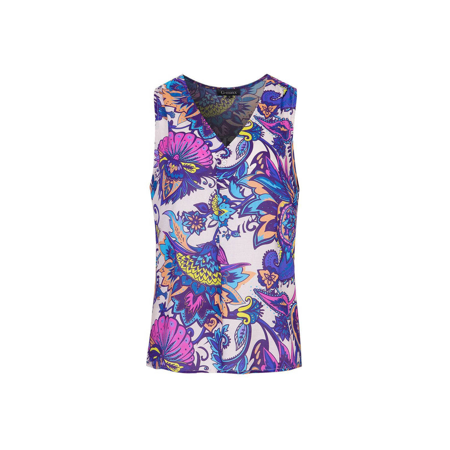 G-maxx blousetop Dominica met all over print blauw beige roze