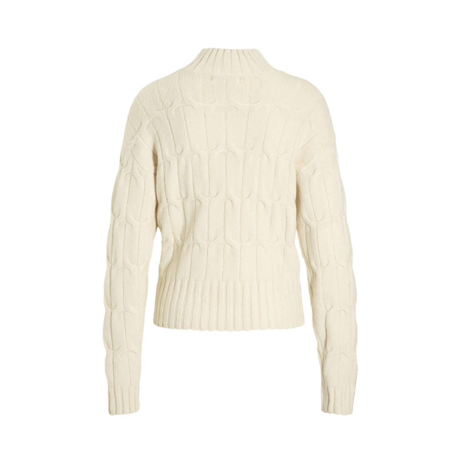 anytime gebreide kabel trui met hoge hals beige