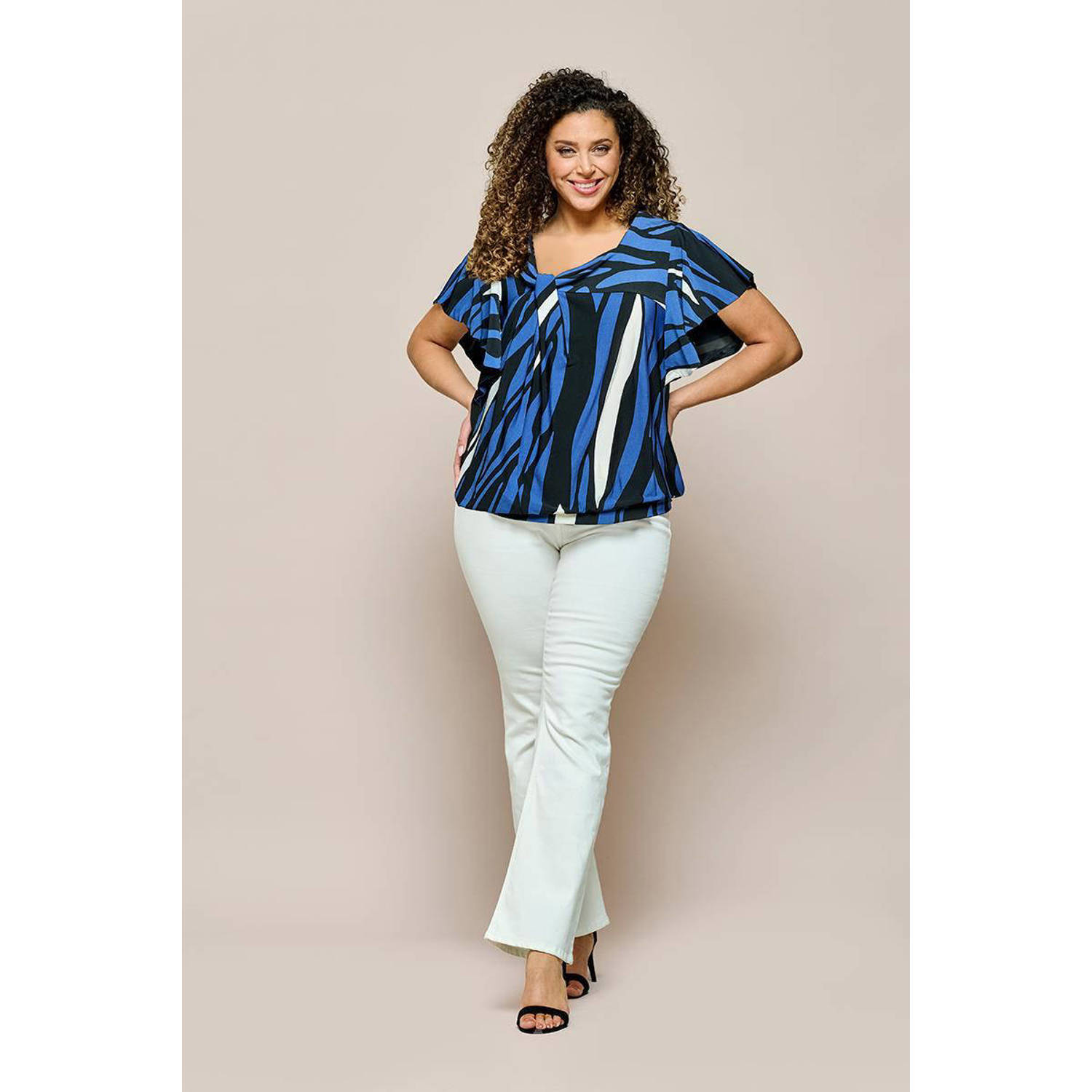 Mart Visser jersey top met grafische print blauw zwart
