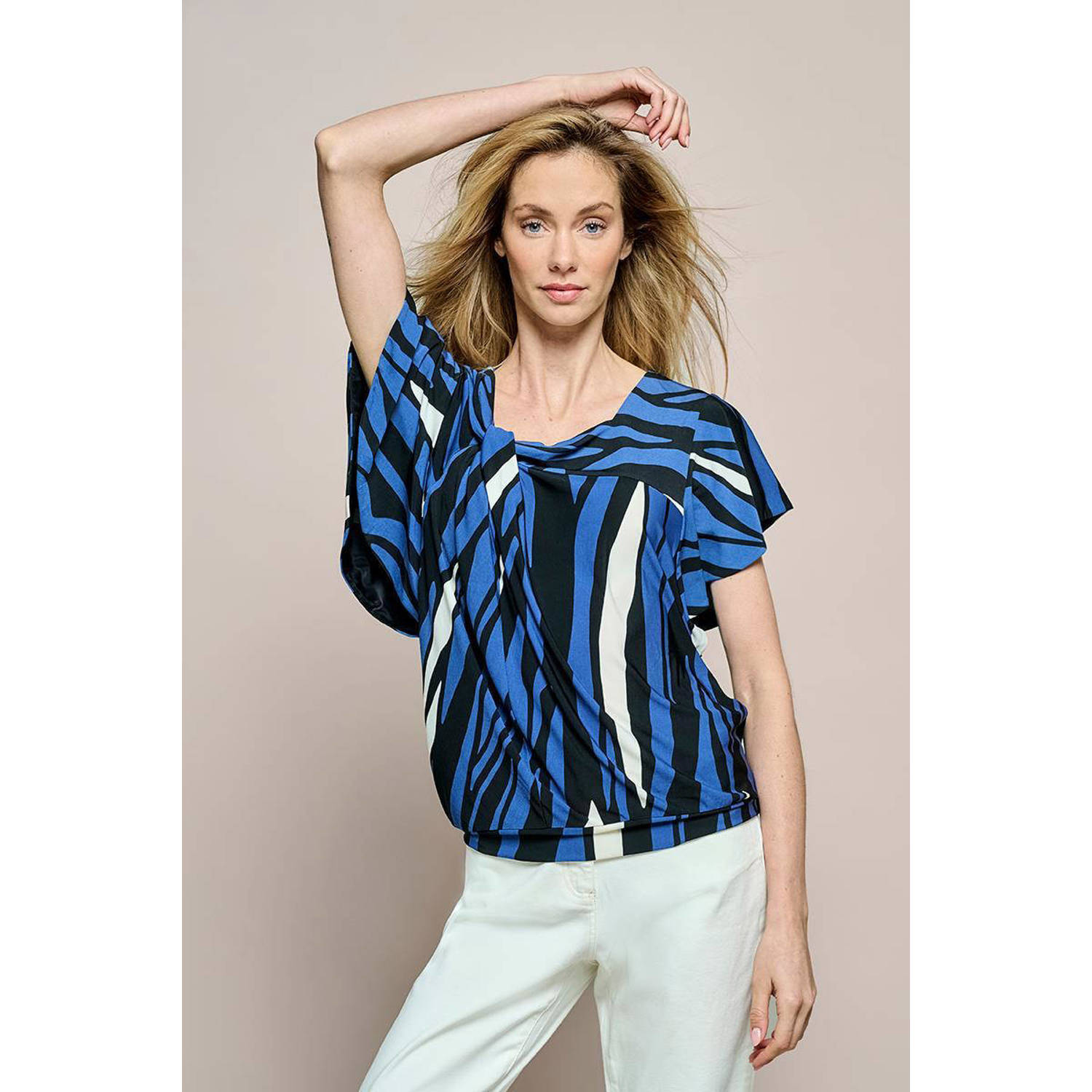 Mart Visser jersey top met grafische print blauw zwart