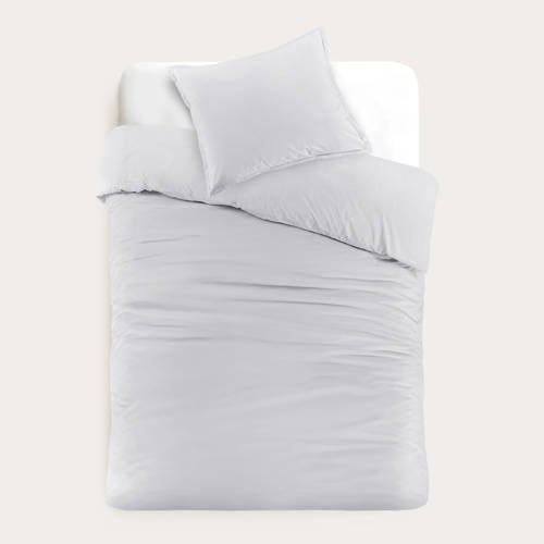 Wehkamp Studio LIVIT perkal katoenen dekbedovertrek 1 persoons lichtgrijs (140x220 cm) aanbieding