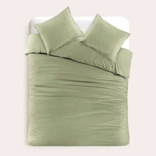 Wehkamp Studio LIVIT perkal katoenen dekbedovertrek lits-jumeaux groen (240x220 cm) aanbieding