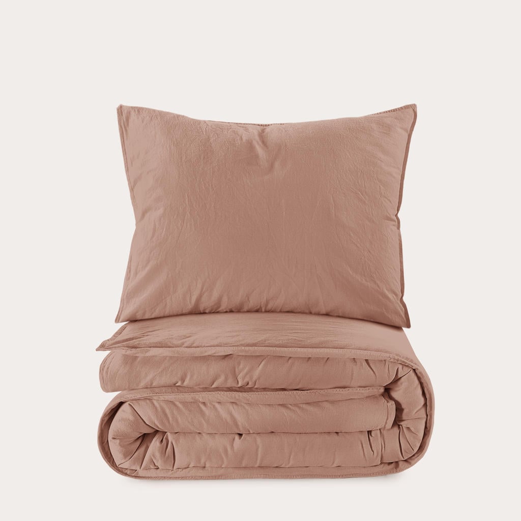 NOUS Living stone washed katoenen dekbedovertrek 1 persoons (140x200 cm)