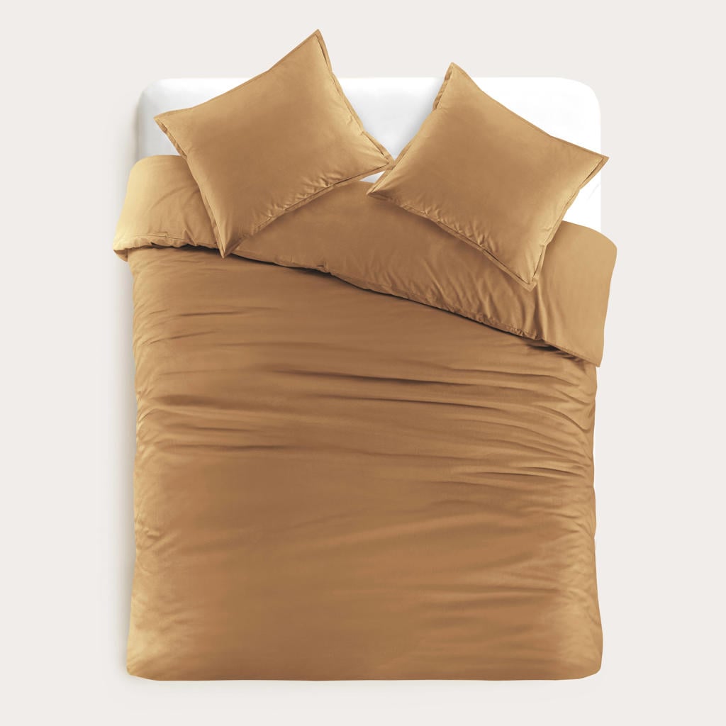 Studio LIVIT percale katoenen dekbedovertrek 2 persoons goudbruin (200x220 cm)