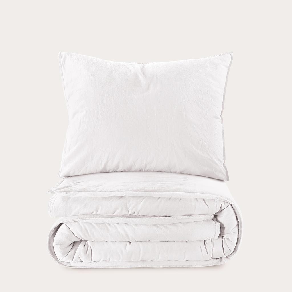 NOUS Living stone washed katoenen dekbedovertrek 1 persoons (140x220 cm)