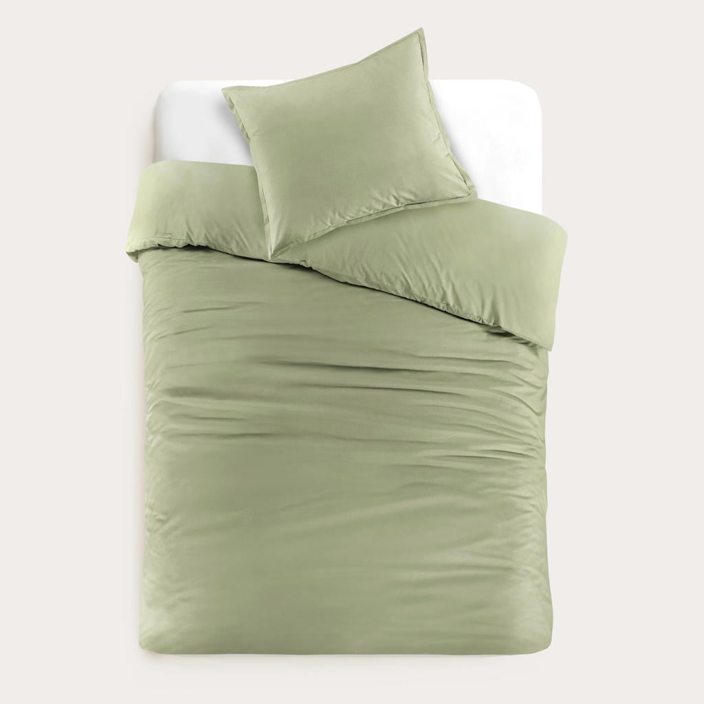 Studio LIVIT percale katoenen dekbedovertrek 1 persoons groen (140x220 cm)