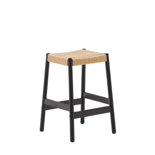 Kave Home barkruk Yalia - Zwart/ naturel